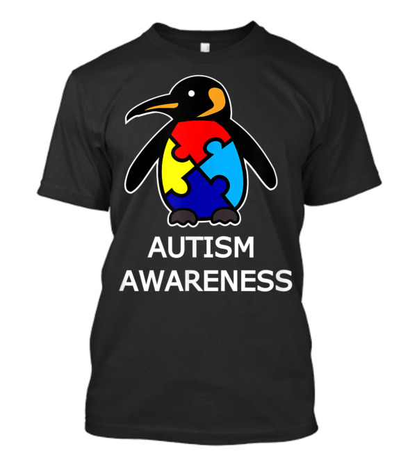 Autism Awareness Penguin With Colorful Puzzle Piece T-Shirt