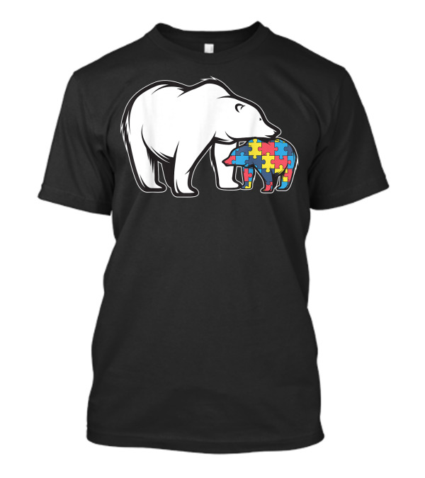 Autism Awareness Polar Bear With Colorful Puzzle Piece Bear T-Shirt