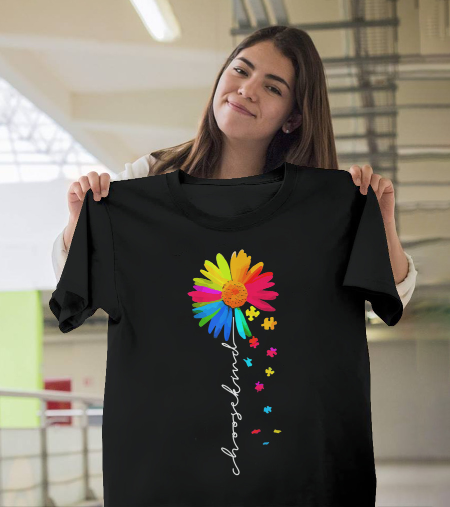 Autism Awareness Rainbow Daisy Puzzle Pieces Choose Kind T-Shirt