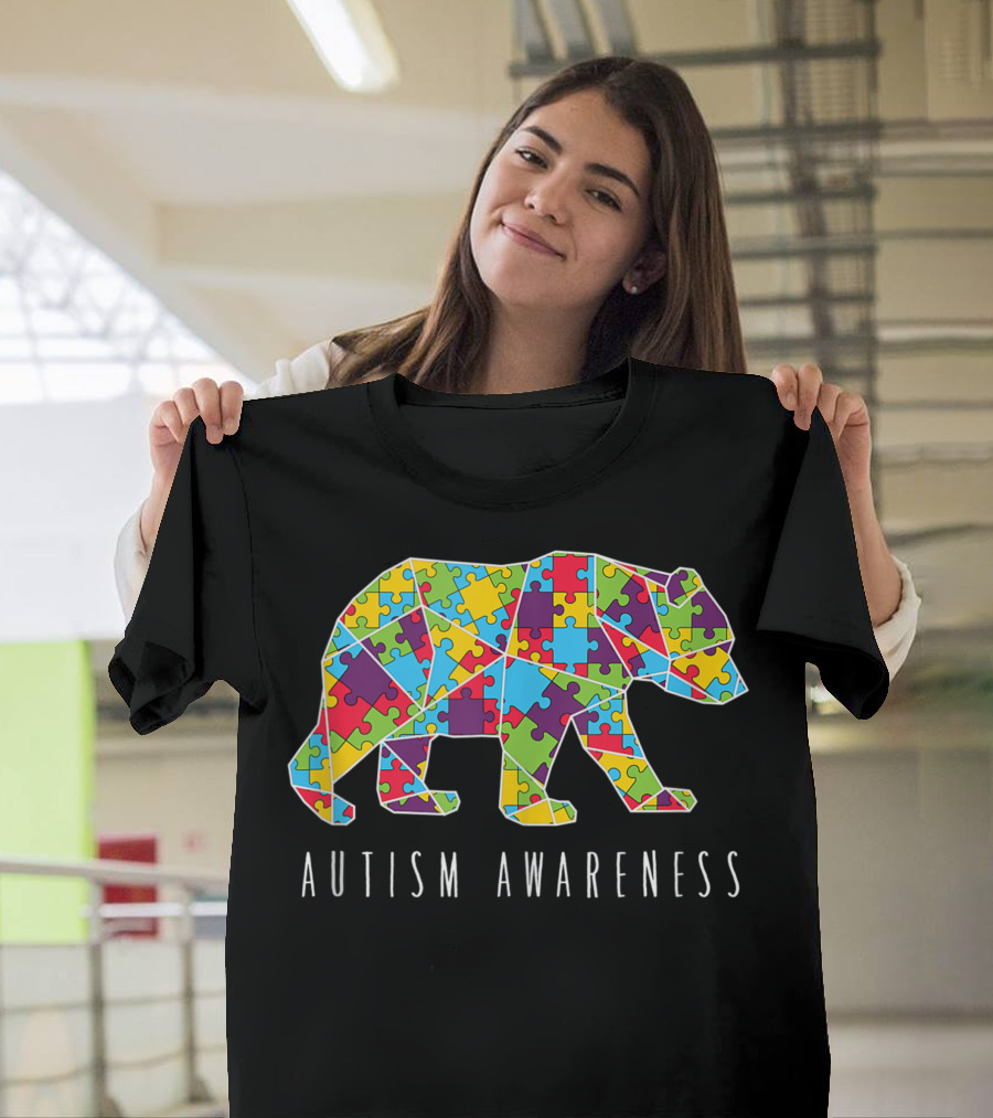 Autism Awareness Bear Puzzle Piece T-Shirt