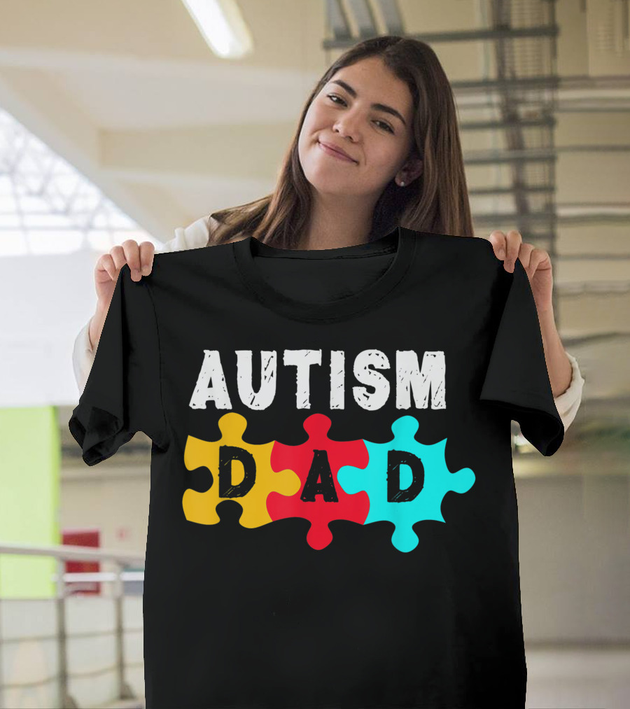 Autism Dad Puzzle Piece Autism Awareness Family T-Shirt