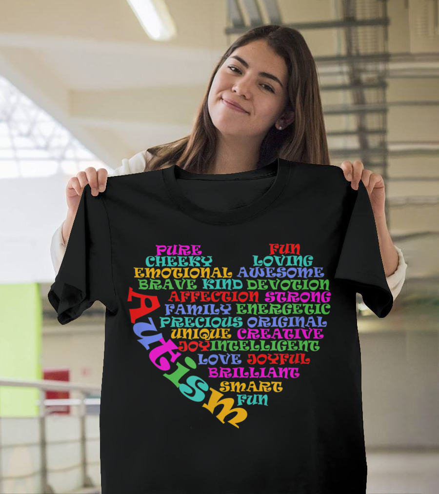 Autism Pure Cheeky Emotional Brave Heart Shape Womens T-Shirt