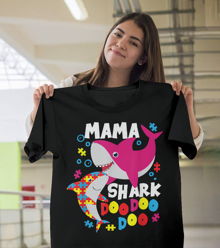 Mama Shark Autism Puzzle Piece Doo Doo Doo T-Shirt