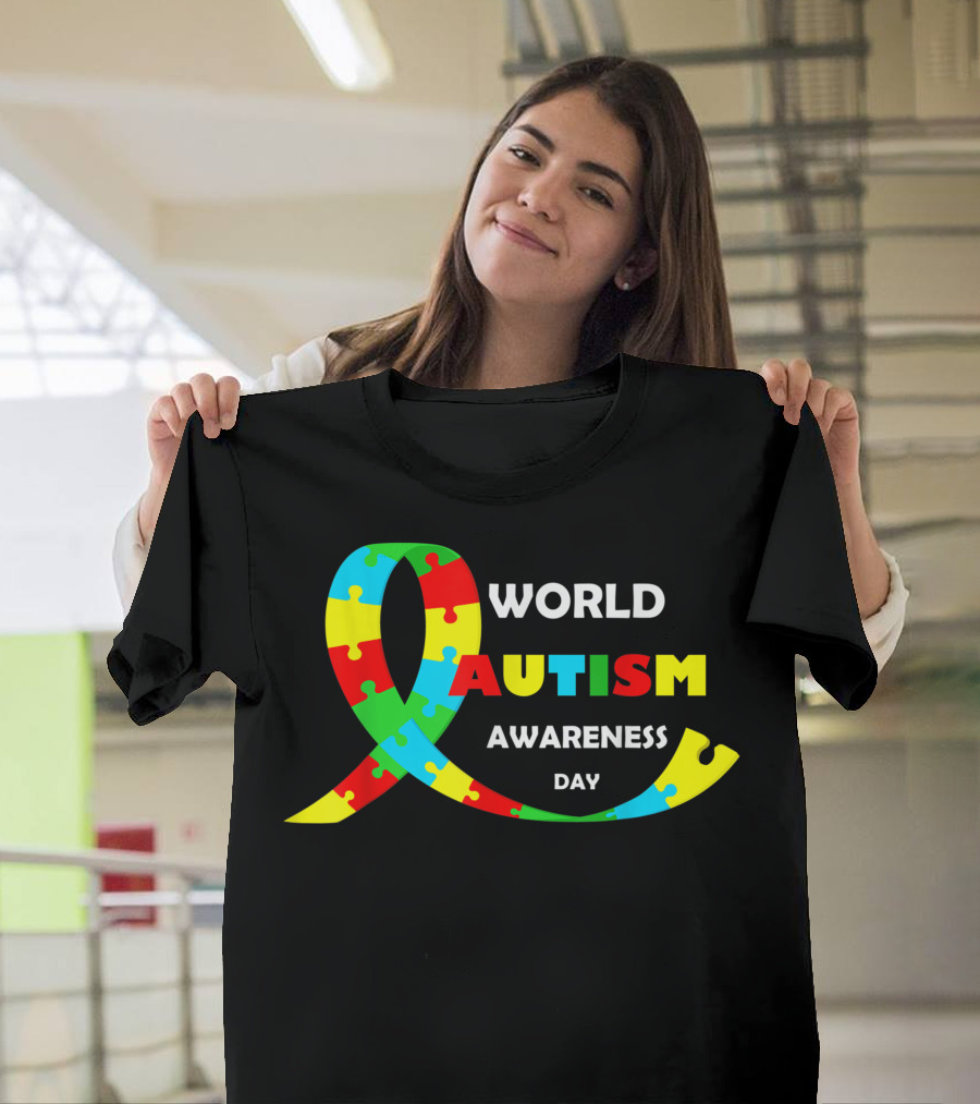World Autism Awareness Day Puzzle Ribbon Support T-Shirt