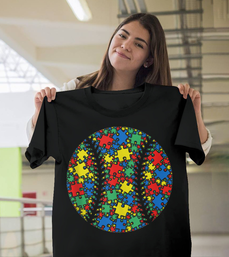 Baseball Autism Puzzle Pattern Kids Autism Awareness T-Shirt