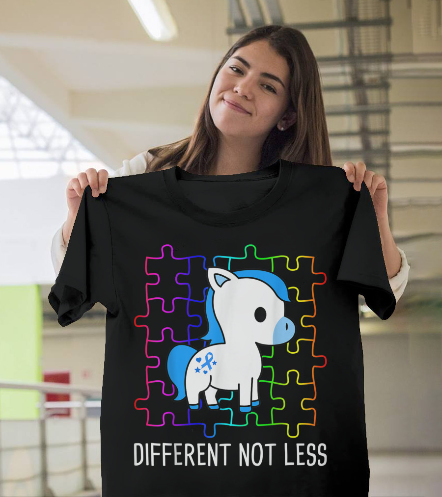Different Not Less Puzzle Rainbow Ribbon Horse T-Shirt