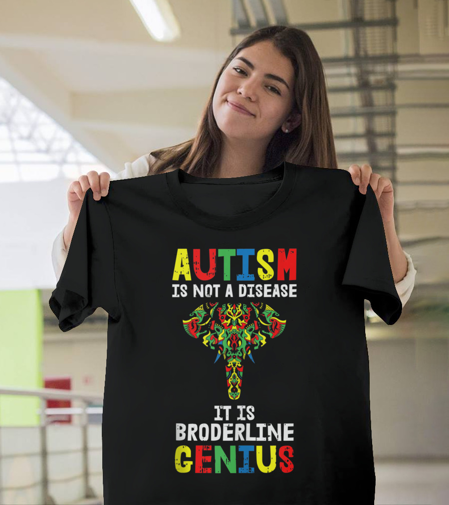 Autism Is Not a Disease It Is Borderline Genius Elephant Puzzle T-Shirt