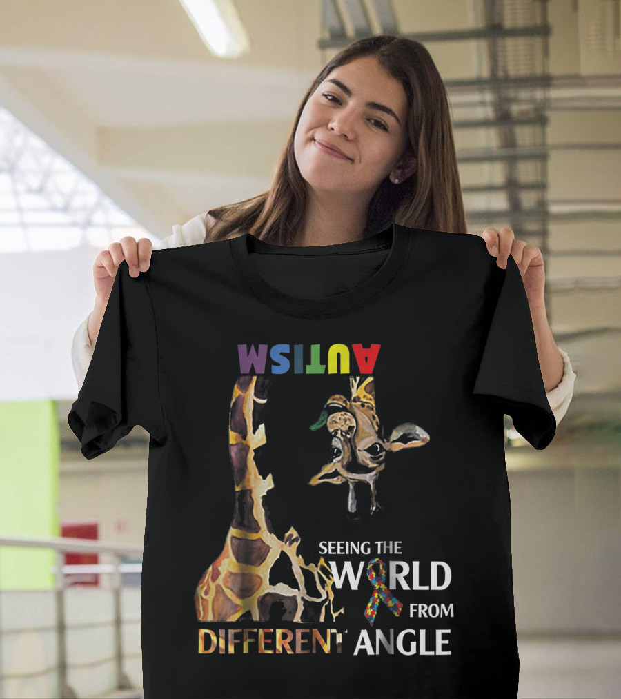 Autism Seeing the World from Different Angle Giraffe T-Shirt