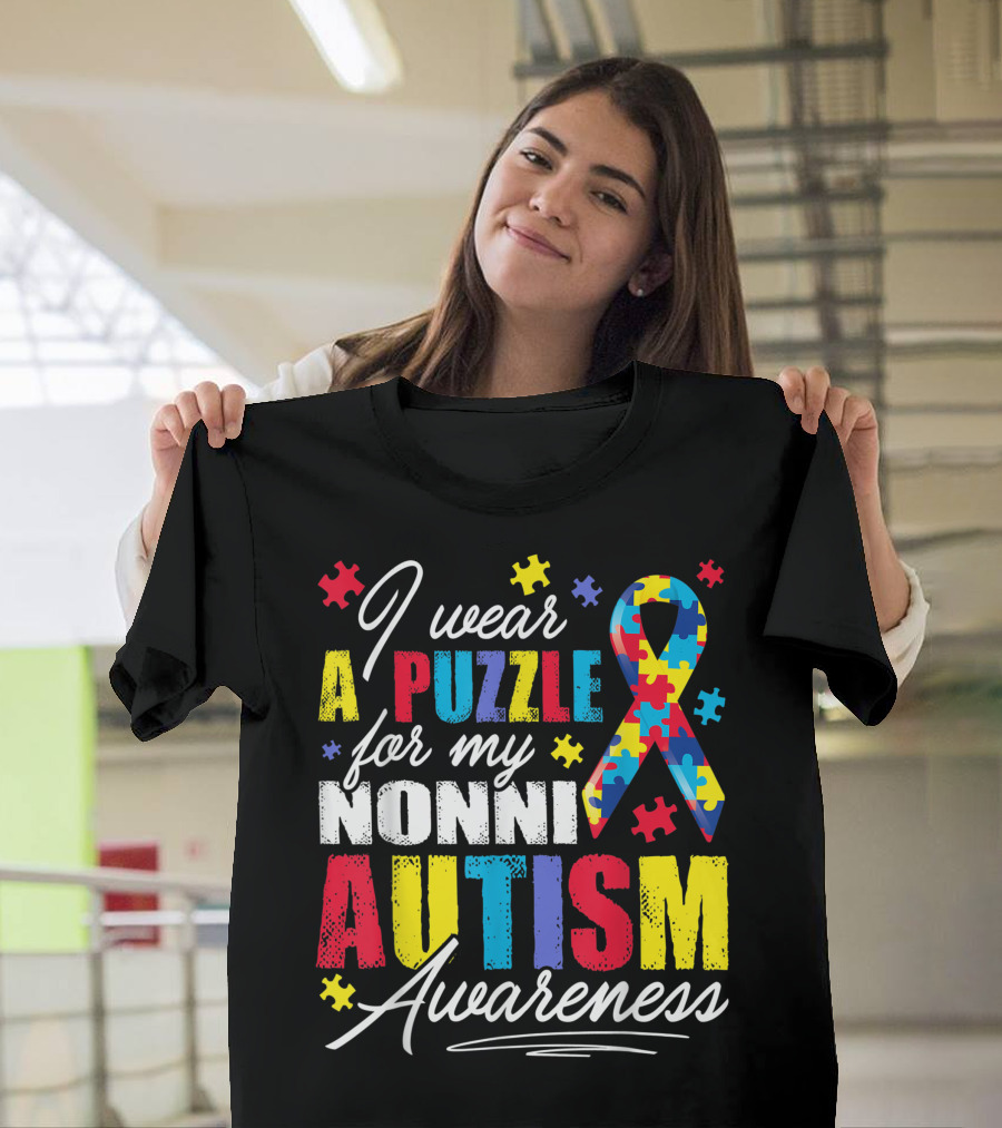 I Wear a Puzzle for My Nonni Autism Awareness T-Shirt