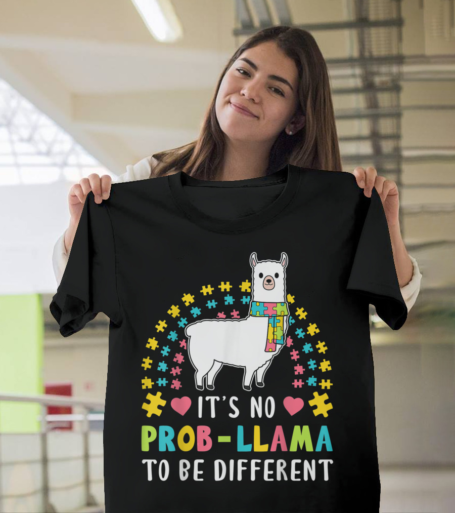 It's No Prob-Llama To Be Different Autism Puzzle Scarf T-Shirt