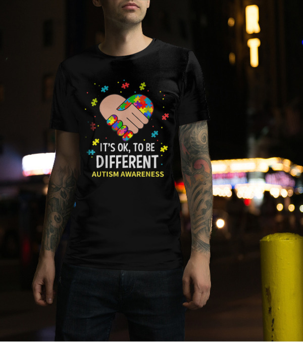 It's OK To Be Different Autism Awareness Puzzle Heart Support T-Shirt