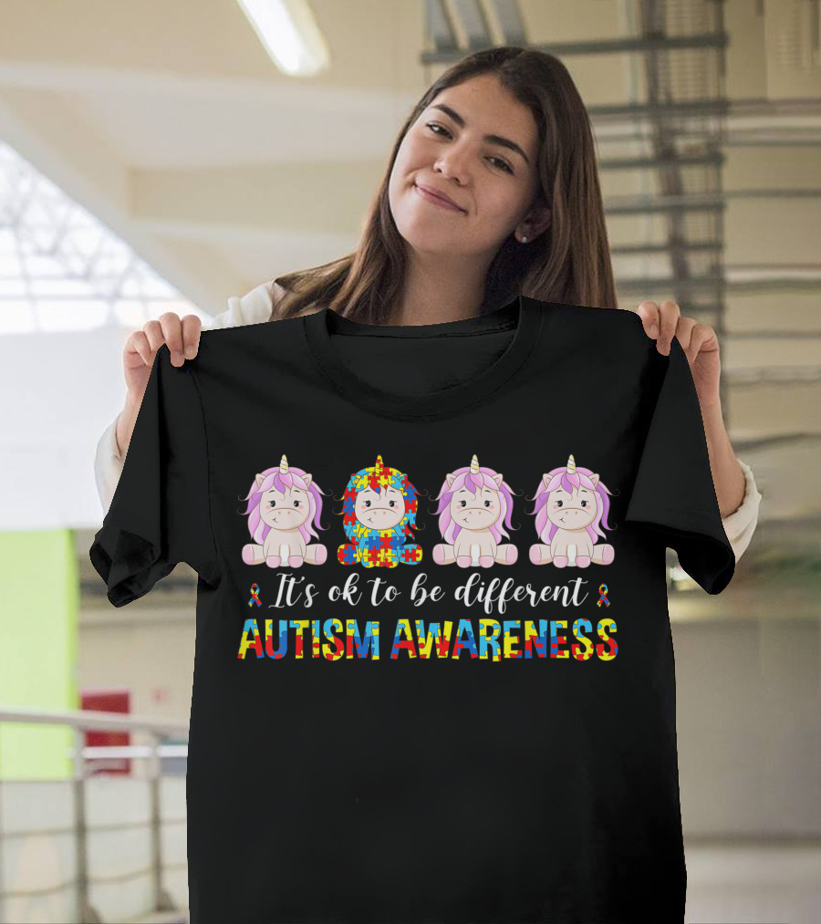 It's Ok to Be Different Autism Awareness Unicorn Lover T-Shirt