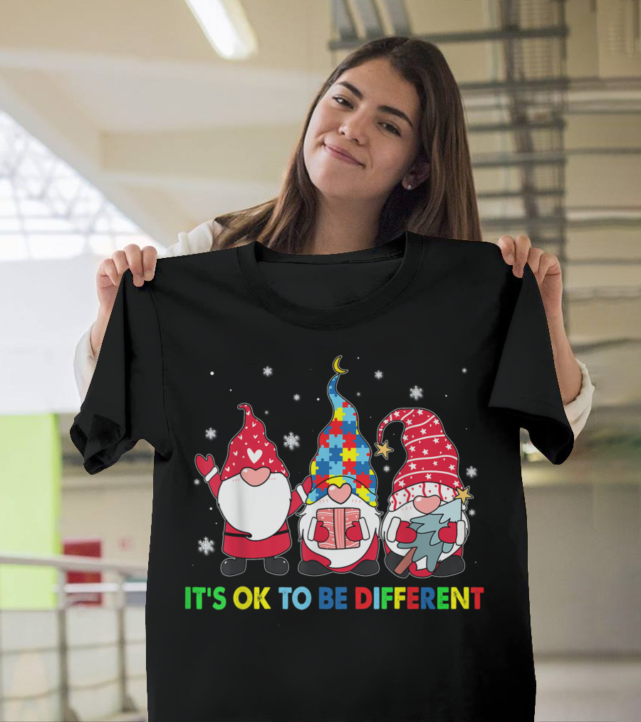 It's OK To Be Different Gnomes Autism Awareness Puzzle T-Shirt