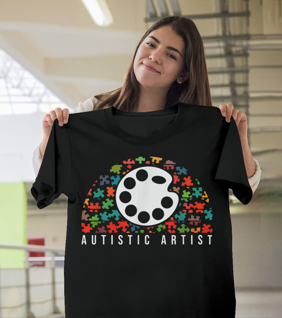Autistic Artist Palette with Colorful Puzzle Pieces T-Shirt