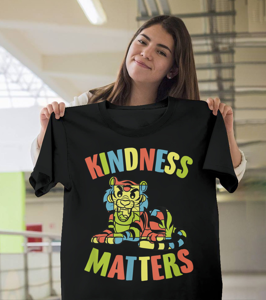 Kindness Matters Autism Puzzle Piece Tiger Awareness T-Shirt
