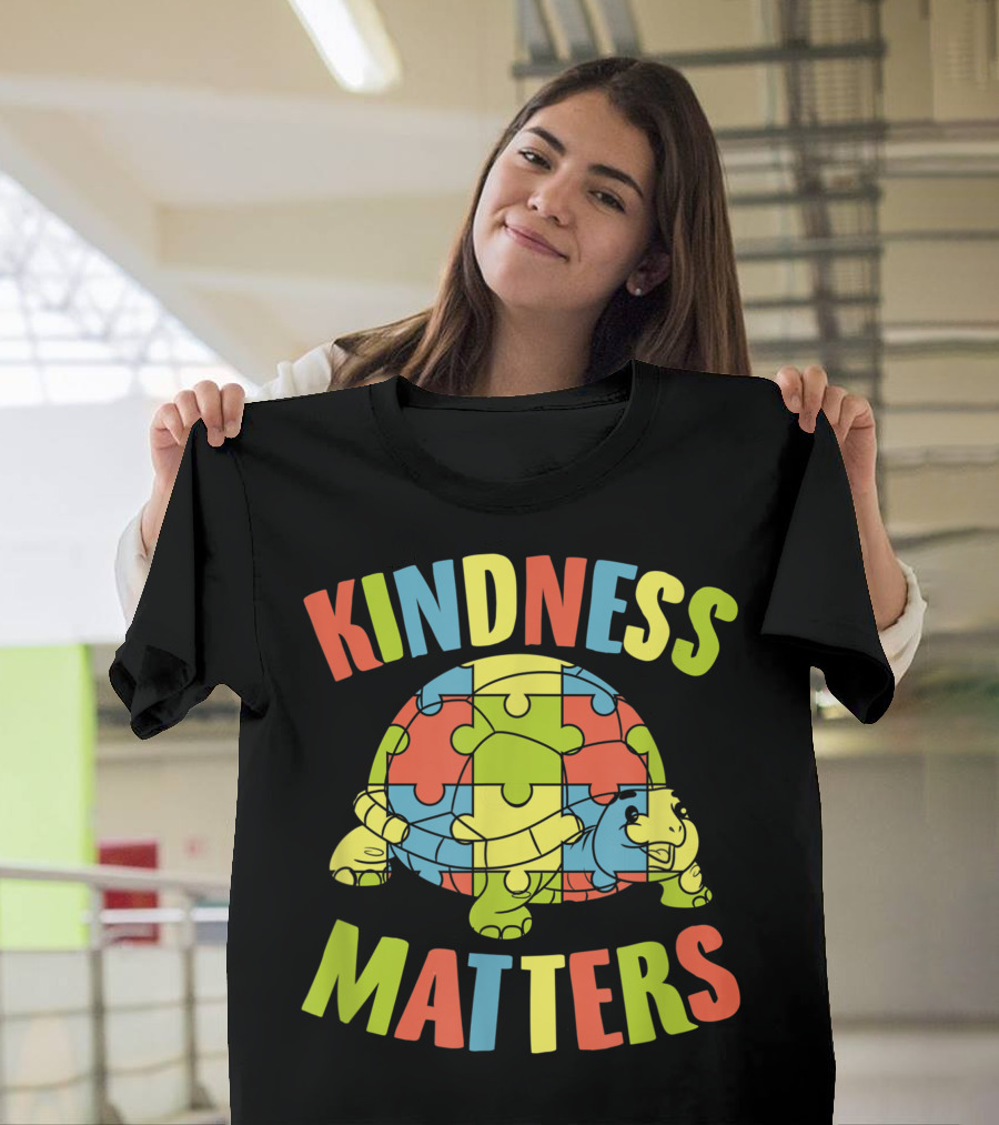 Kindness Matters Autism Puzzle Piece Turtle T-Shirt