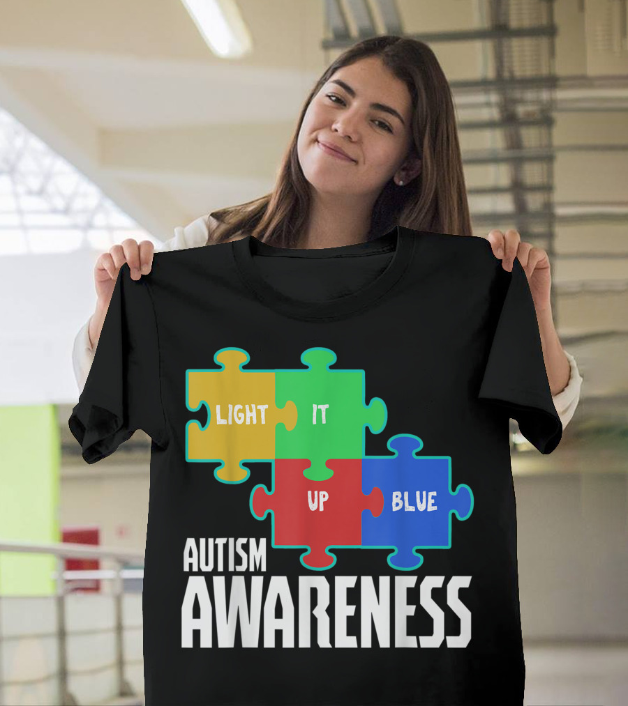 Light It Up Blue Puzzle Autism Awareness T-Shirt