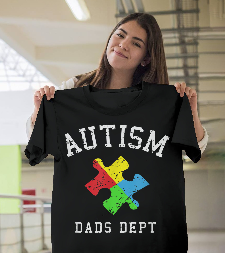 Mens Athletic Autism Puzzle Piece Dads Dept T-Shirt