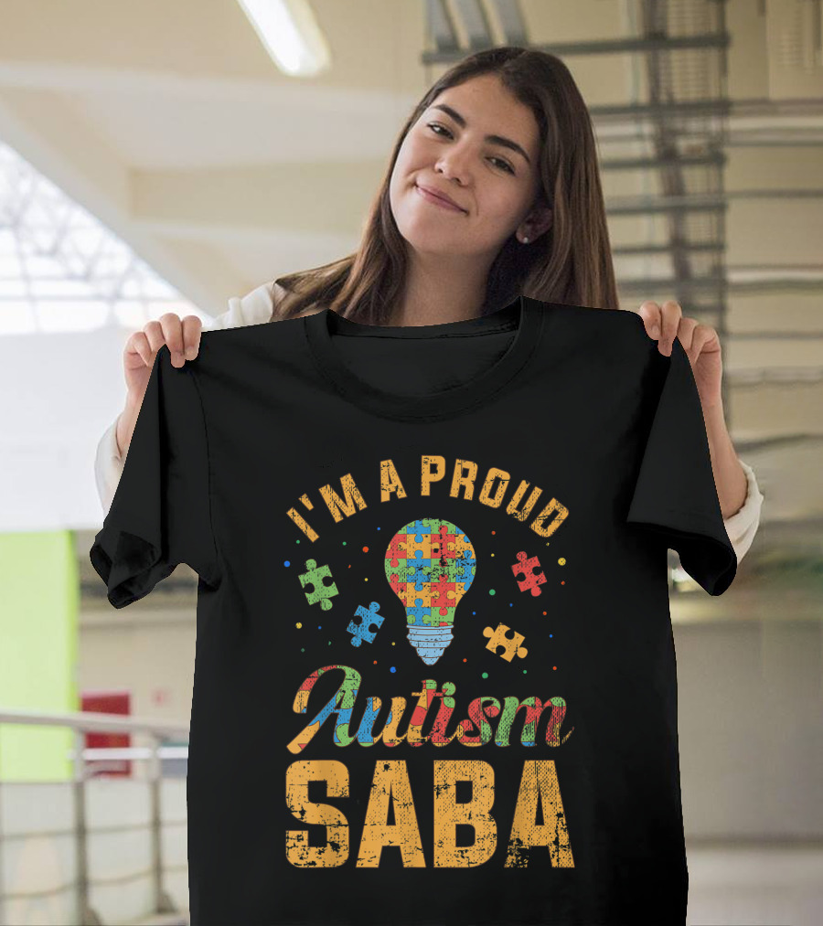 I'm A Proud Autism Saba Autism Awareness Light Bulb Puzzle Pieces T-Shirt