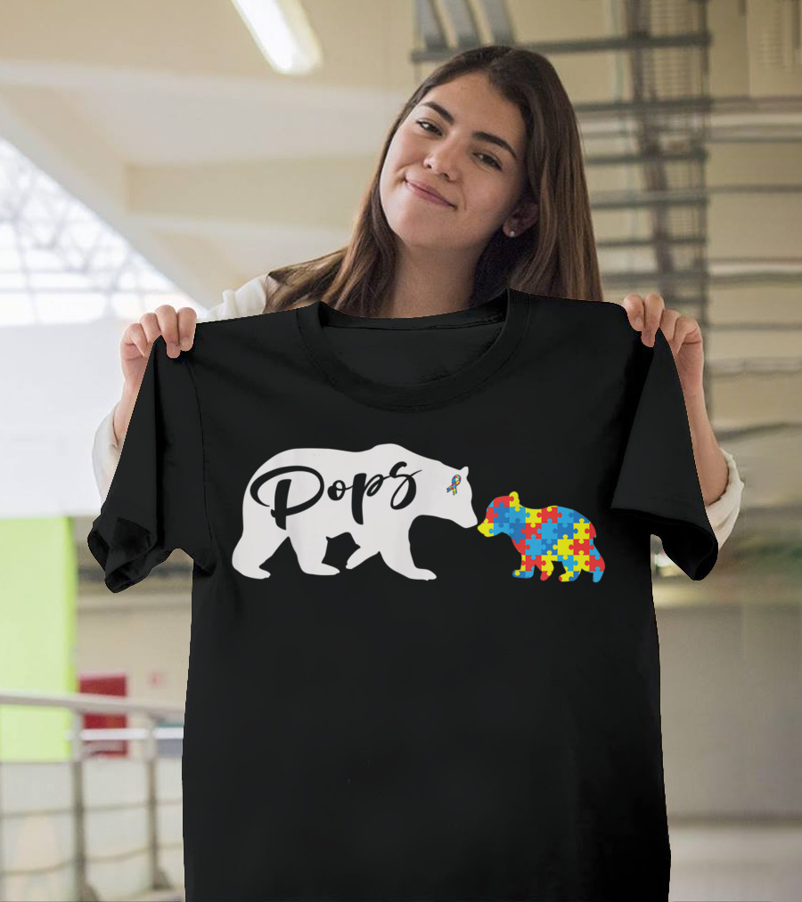 Pops Bear Puzzle Autism Awareness Mens T-Shirt