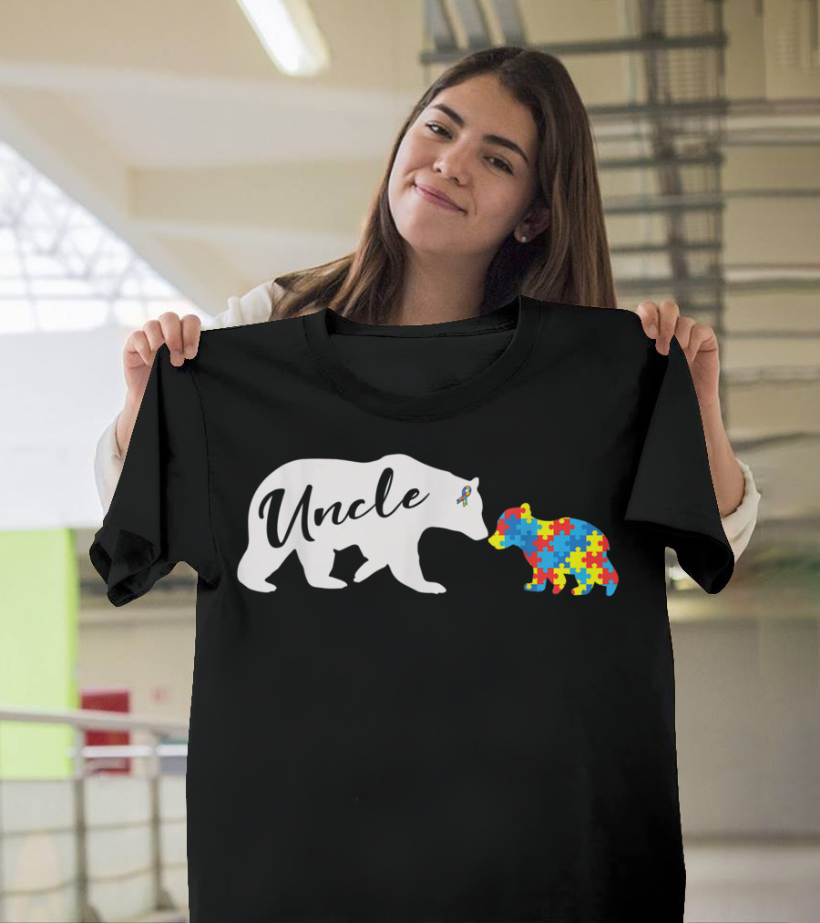 Uncle Bear Autism Awareness Puzzle Piece T-Shirt