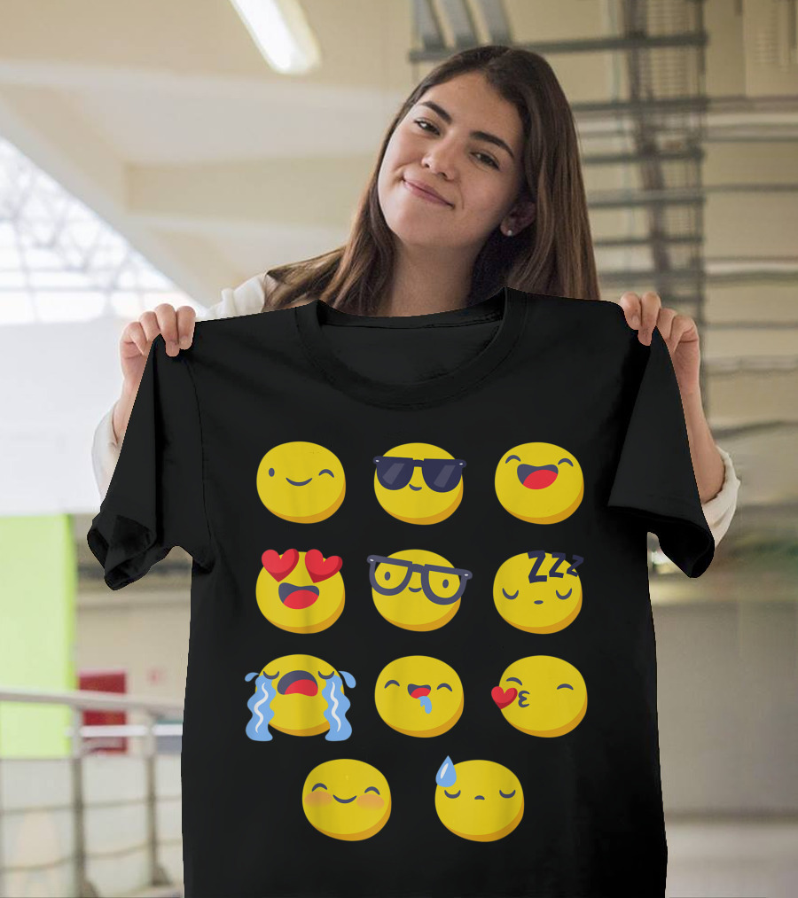 Adaptive Cute Emoji Emoticons with Nonverbal Expressions T-Shirt