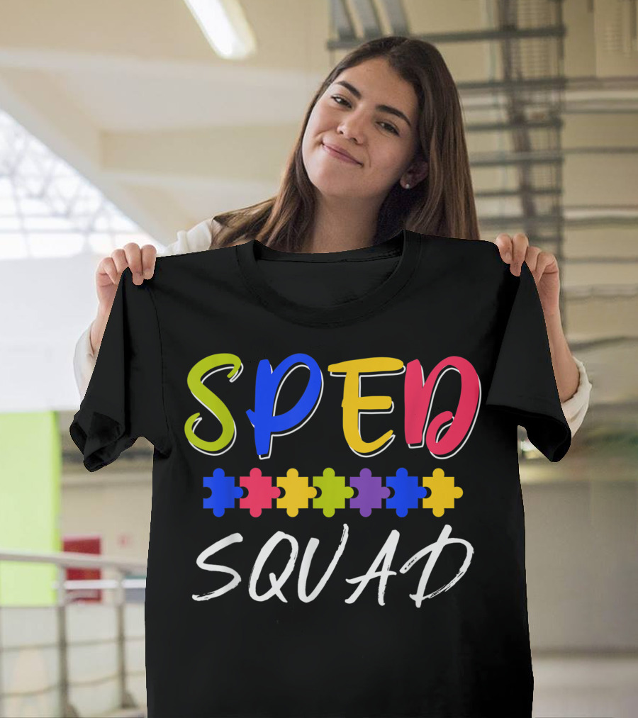 Sped Squad Colorful Puzzle Autism Awareness Teacher Match T-Shirt
