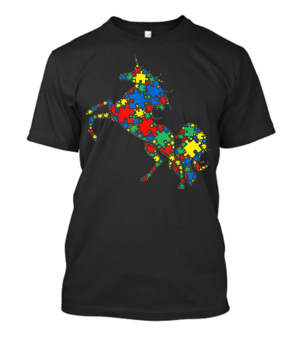 Unicorn Autism Awareness Puzzle Piece Design For Men And Kids T-Shirt