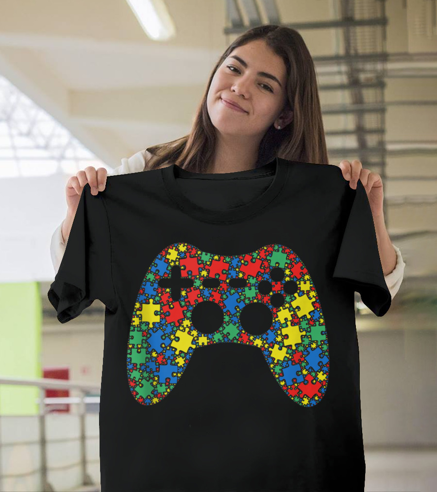 Video Game Controller Puzzle Autism Awareness T-Shirt