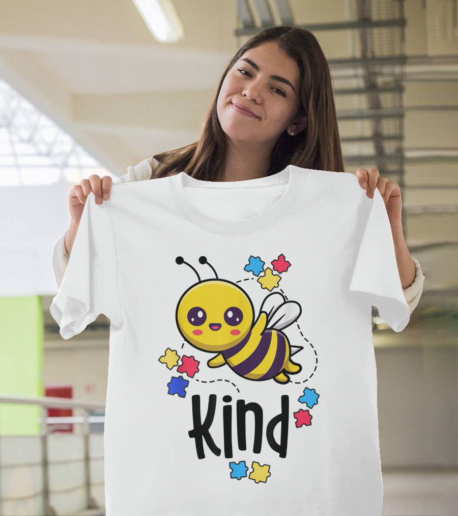 Autism Awareness Be Kind Bee and Puzzle Pieces T-Shirt