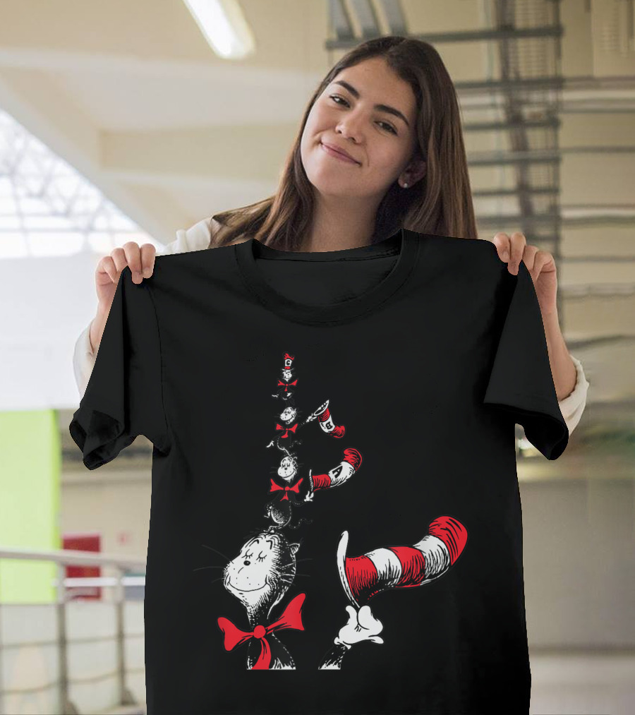 Dr Seuss The Cat in the Hat Balancing Cats Under the Hat T-Shirt
