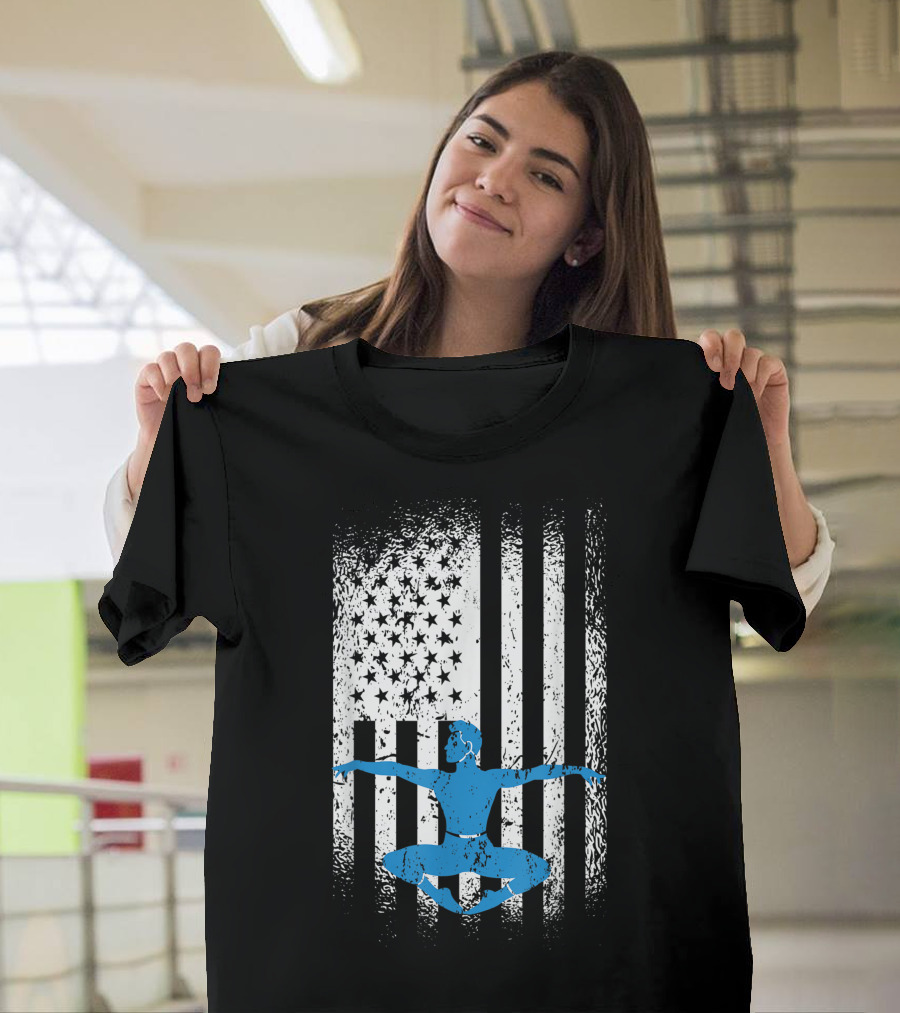 Ballet American Flag 4th of July Patriotic USA Ballerina Stars Stripes T-Shirt