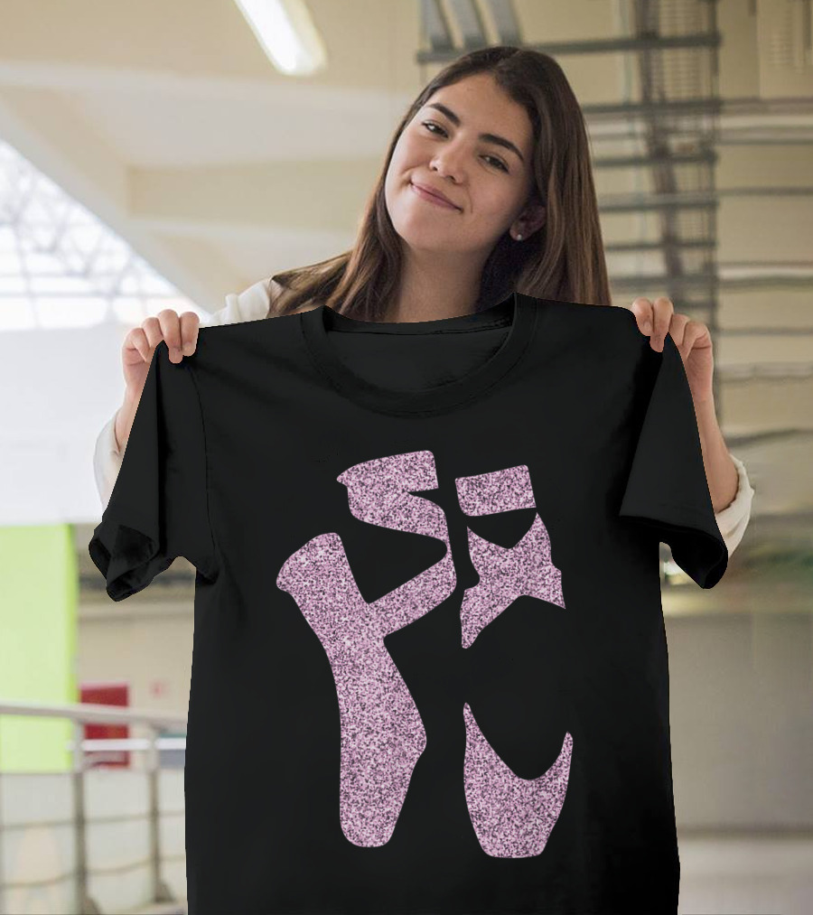 Ballet Pointe Shoes Ballerina Glitter Point Workout T-Shirt