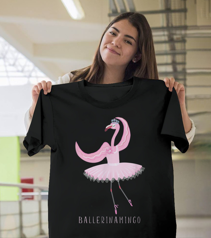 Ballerinamingo Pink Flamingo Ballet Dancer For Girls Ballerina T-Shirt