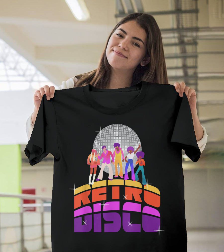 Retro Disco Groovy Dance Floor with Glittering Mirrorball T-Shirt