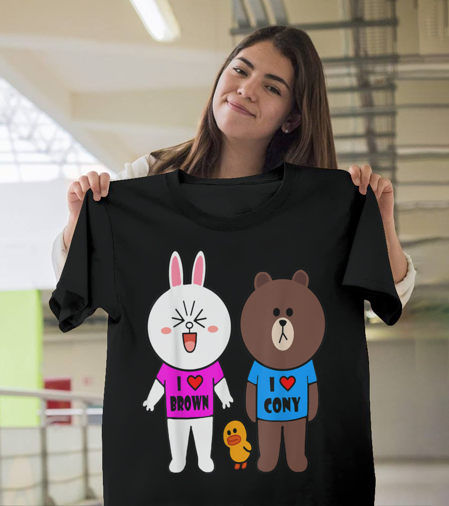 Brown Bear Cony Bunny Rabbit Duck I Love Brown Cony T-Shirt