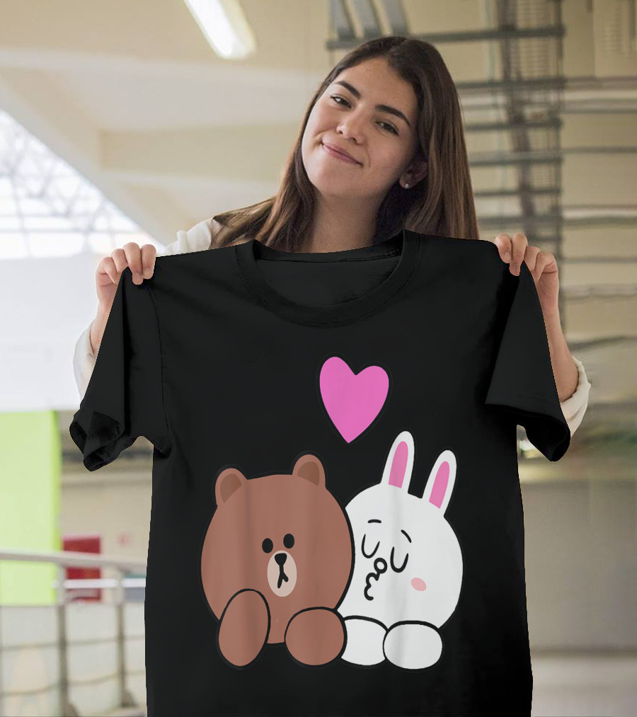 Lean On Me Brown Bear Cony Bunny Rabbit I Love You Kiss T-Shirt