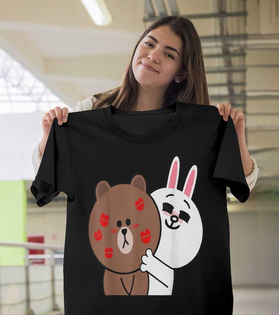 Kissed Brown Bear Cony Bunny Rabbit Shower Me With Love Kisses T-Shirt