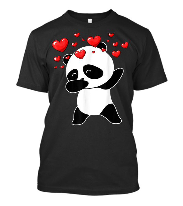 Dabbing Panda With Hearts Valentines Day Animal Bear Lover T-Shirt