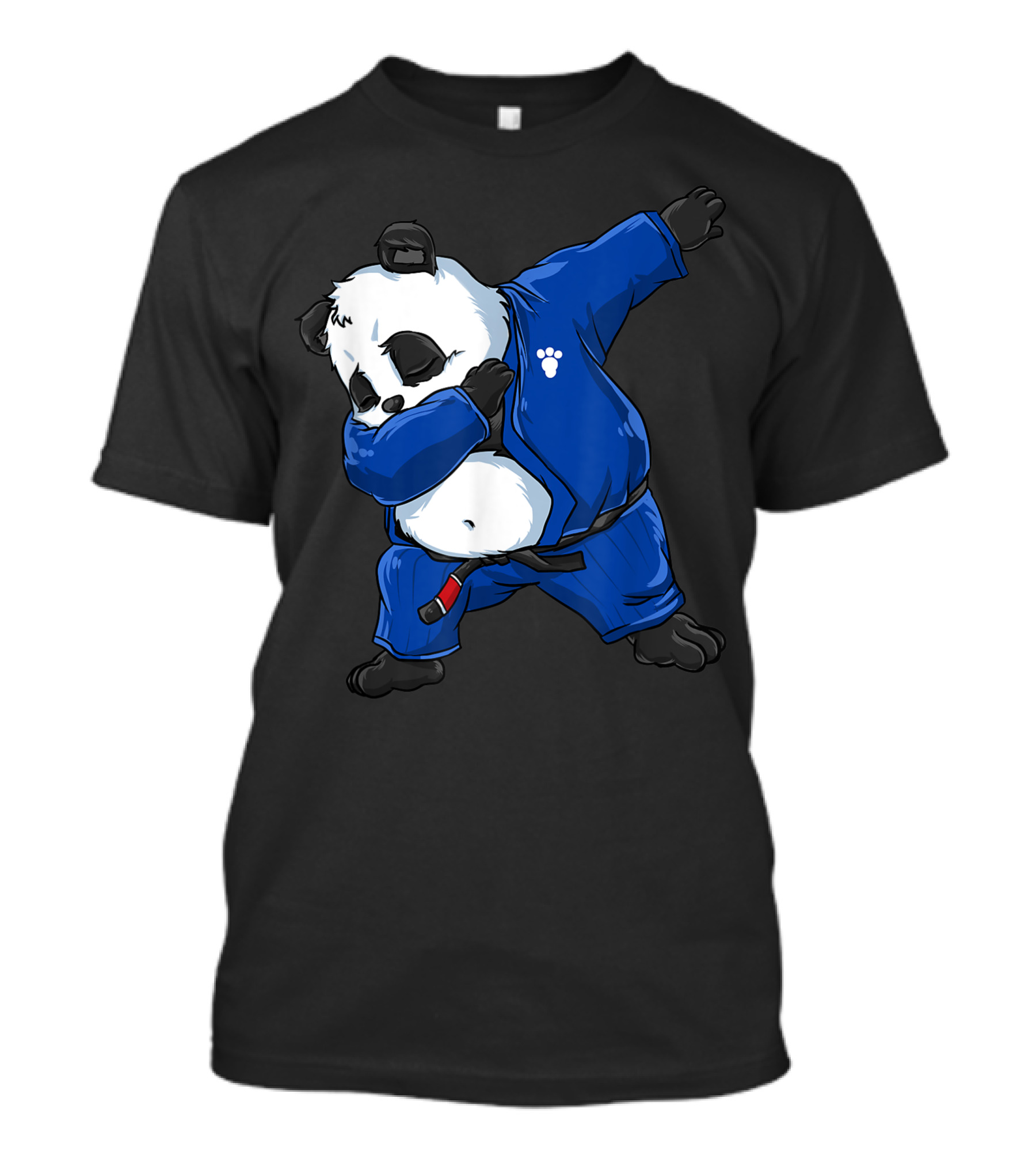 Dabbing Panda BJJ Jiu Jitsu Blue Gi Paw Prints T-Shirt