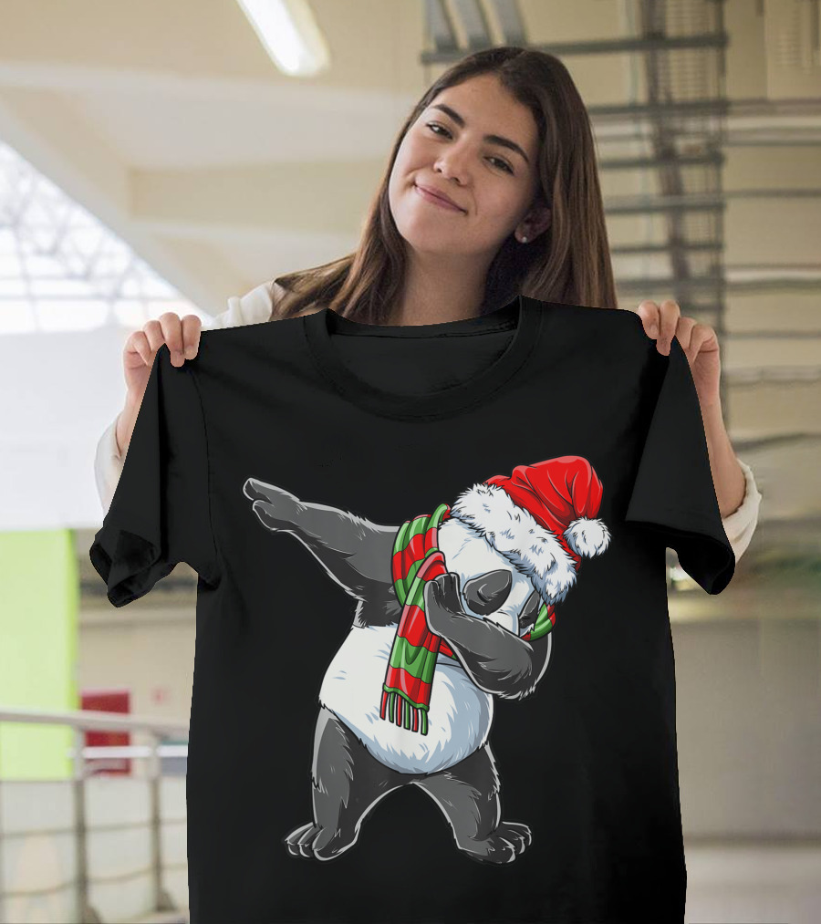 Dabbing Panda Santa Christmas Xmas Bear Lover Festive Holiday Scarf T-Shirt