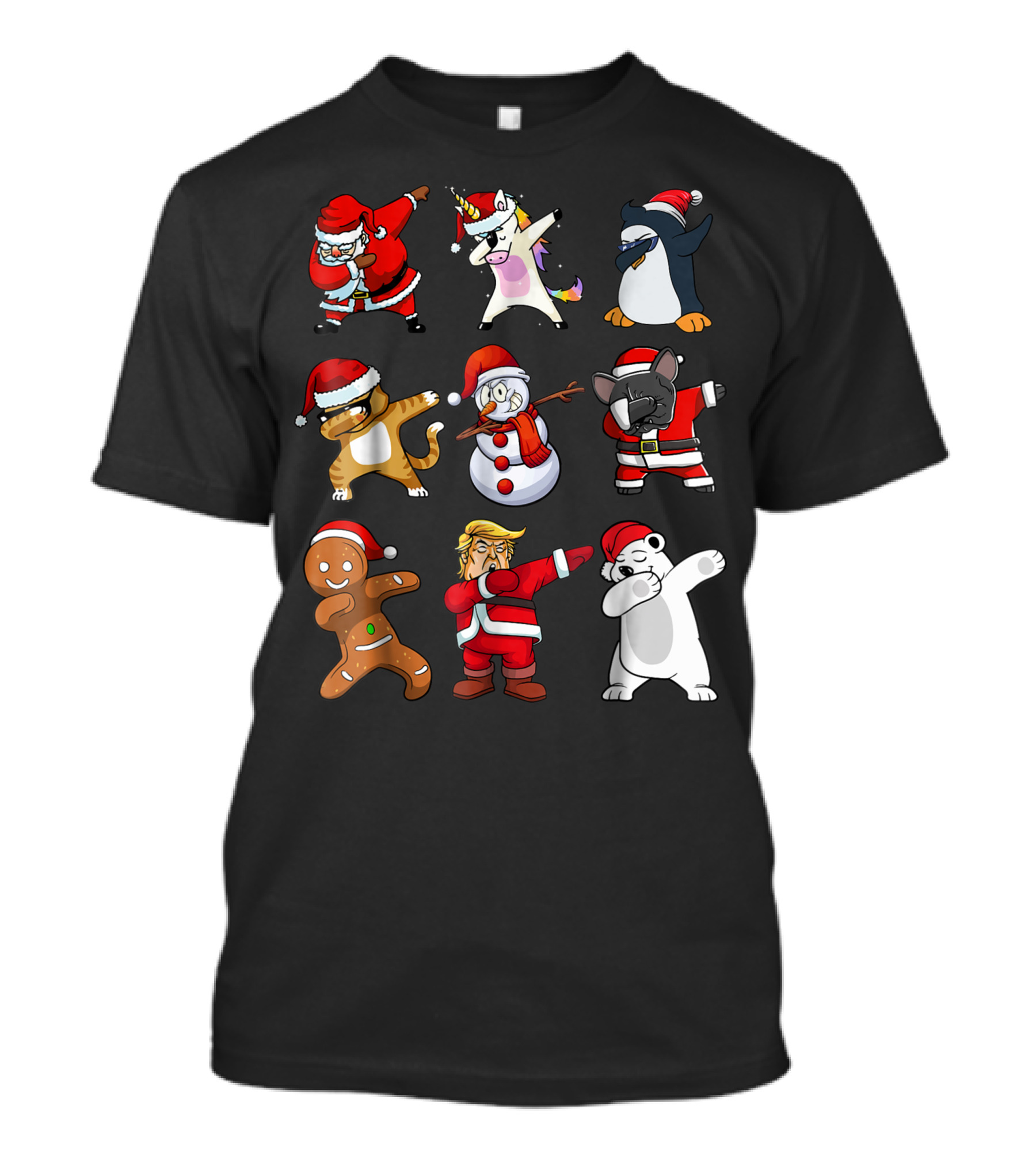 Dabbing Santa Unicorn Penguin Cat Snowman French Bulldog Gingerbread Trump Polar Bear T-Shirt