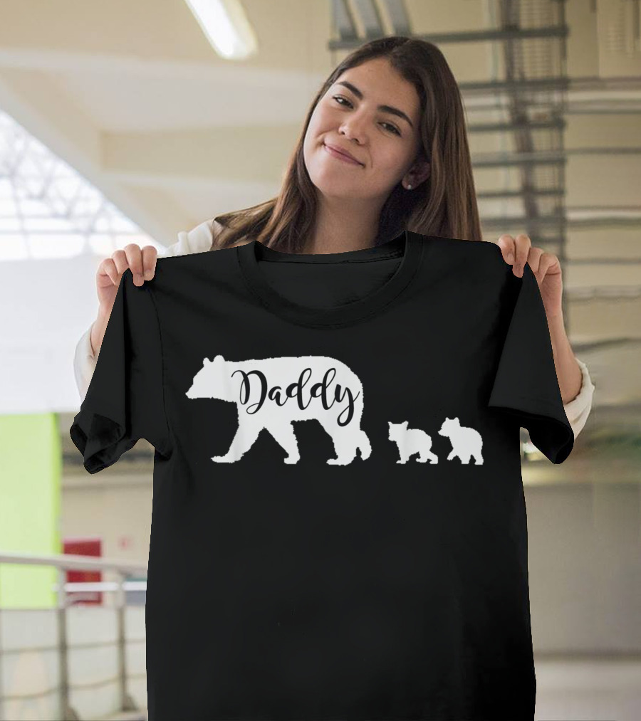 Daddy Bear With Two Cubs Dad Father Papa T-Shirt