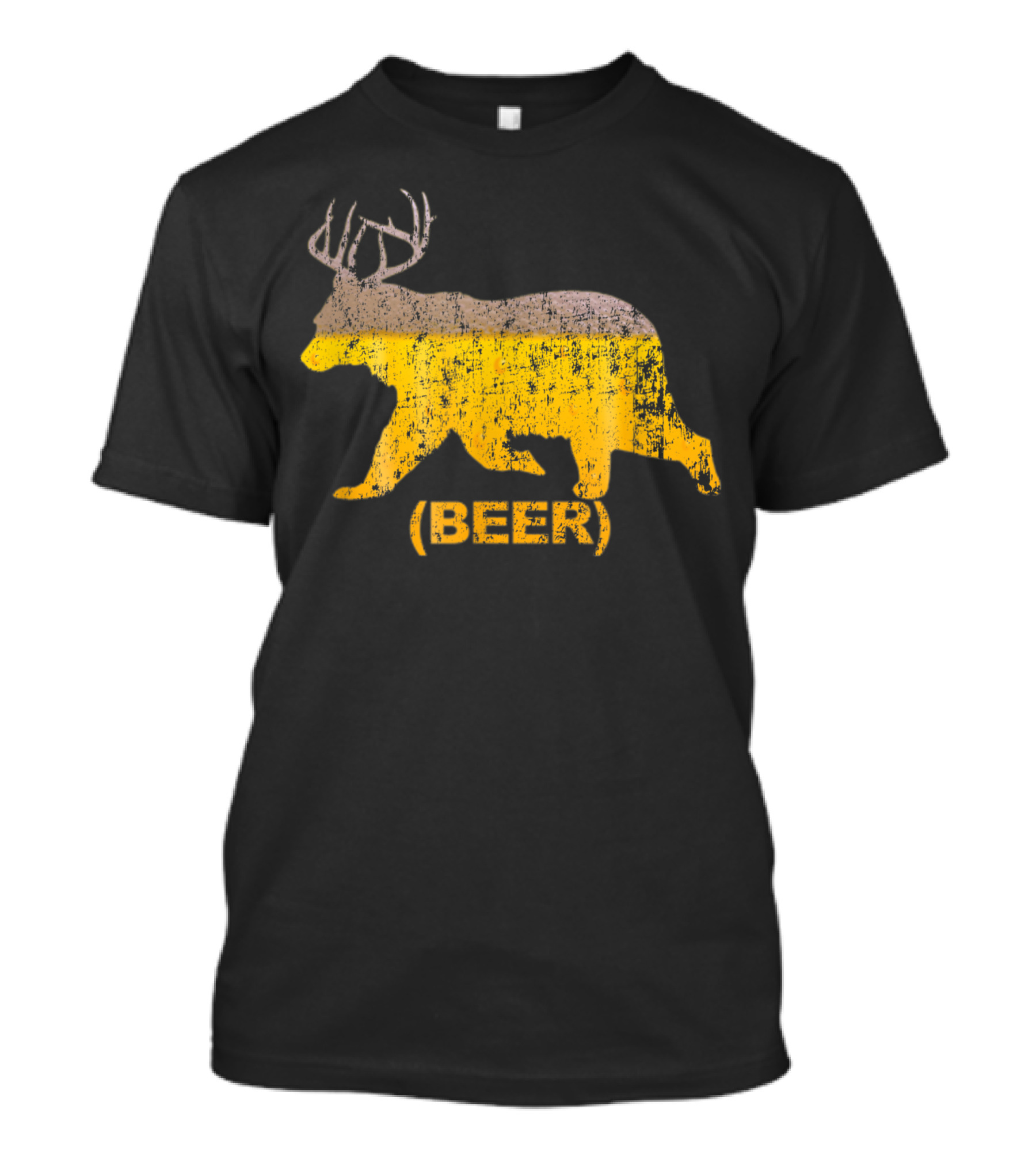 Deer Bear With Antlers Cool Vintage (BEER) Drinking T-Shirt