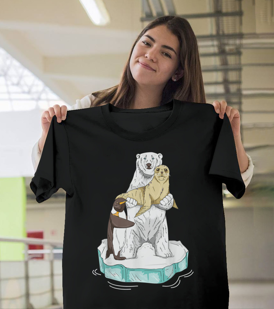 Global Warming Polar Bear Seal Penguin Climate Change Awareness Earth Day T-Shirt