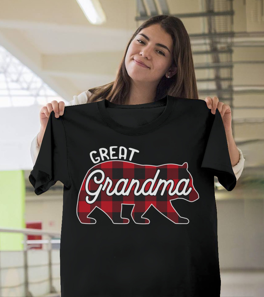 Great Grandma Bear Red Buffalo Plaid T-Shirt