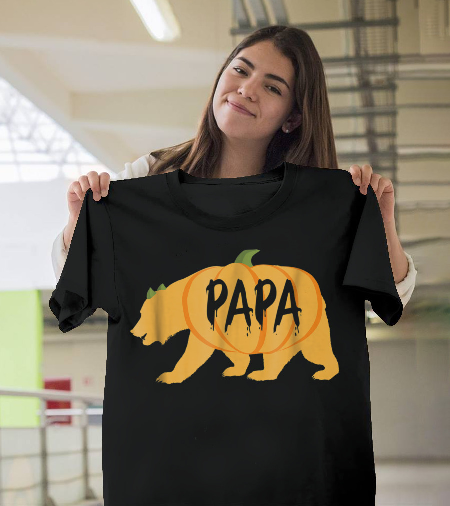 Halloween Papa Bear Pumpkin Fathers Papa T-Shirt