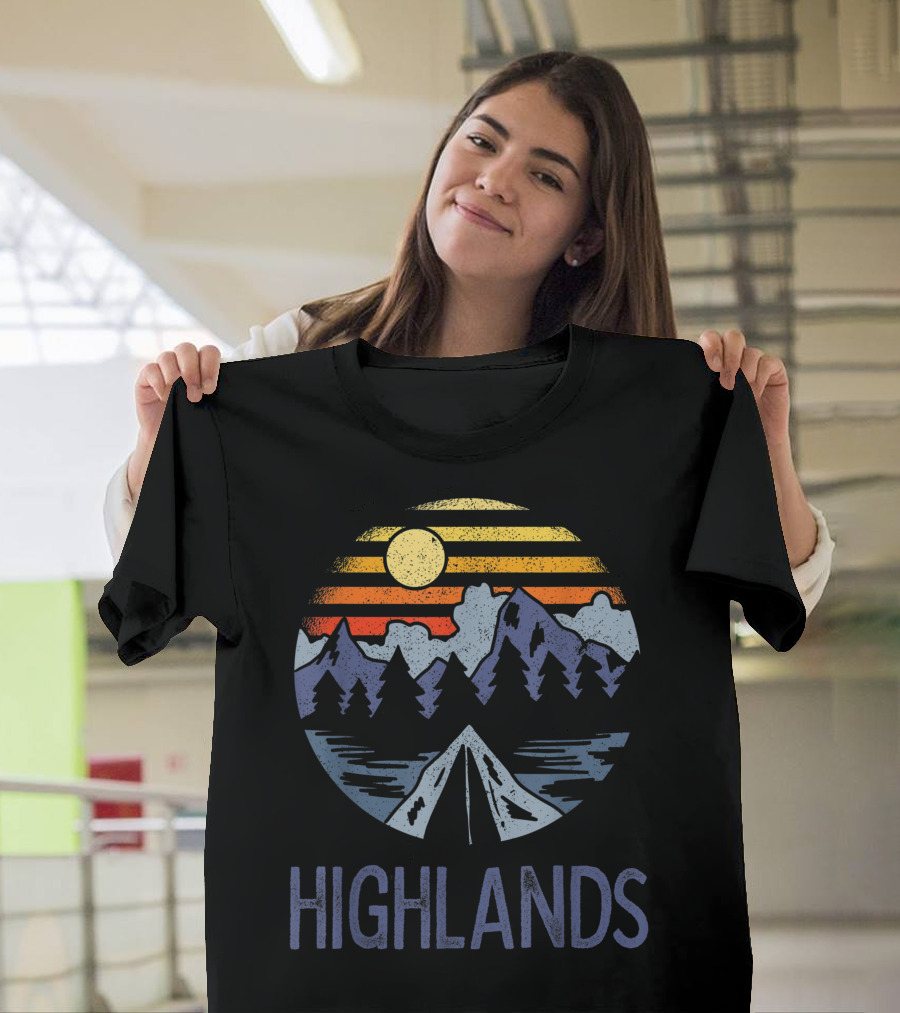 Highlands North Carolina NC Sunset Camping Blue Ridge Mountains Scene T-Shirt