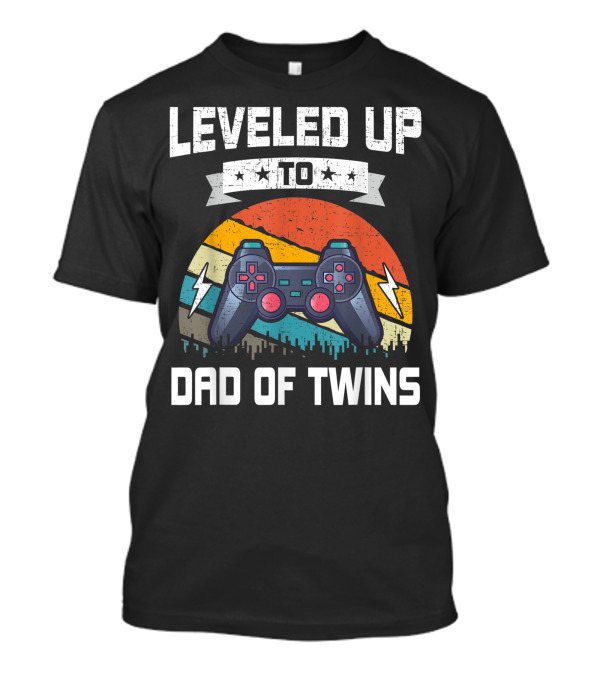 Leveled Up To Dad Of Twins Video Gamer Controller T-Shirt