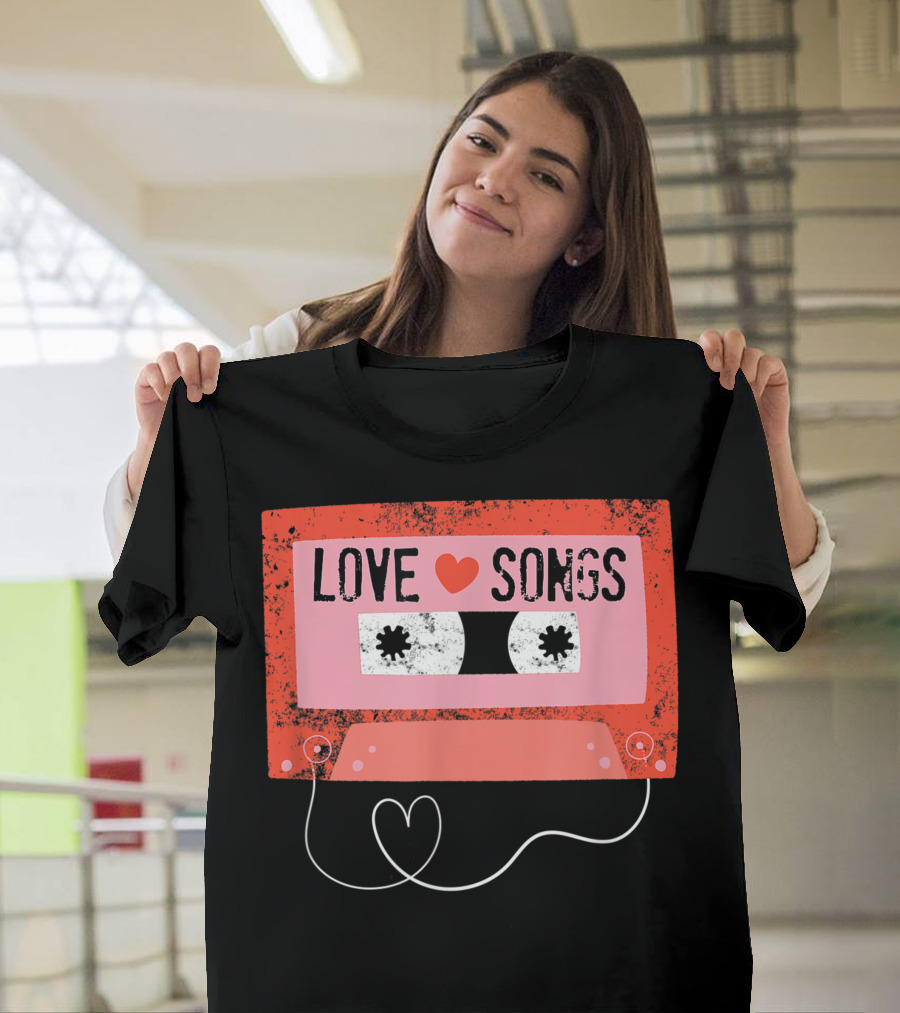 Love Songs Cassette Tape Valentine's Day Heart School T-Shirt